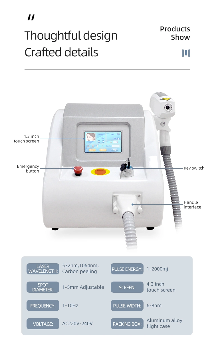 1064nm 532nm 1320nm ND YAG Laser Tattoo Removal Machine Price