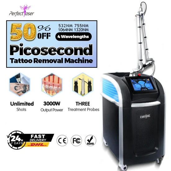 Laser profissional para remoção de tatuagem de picosegundo Q-Switch ND YAG Laser 1064nm 532nm 755nm 1320nm Pico Second Scar Spot Removal Machine